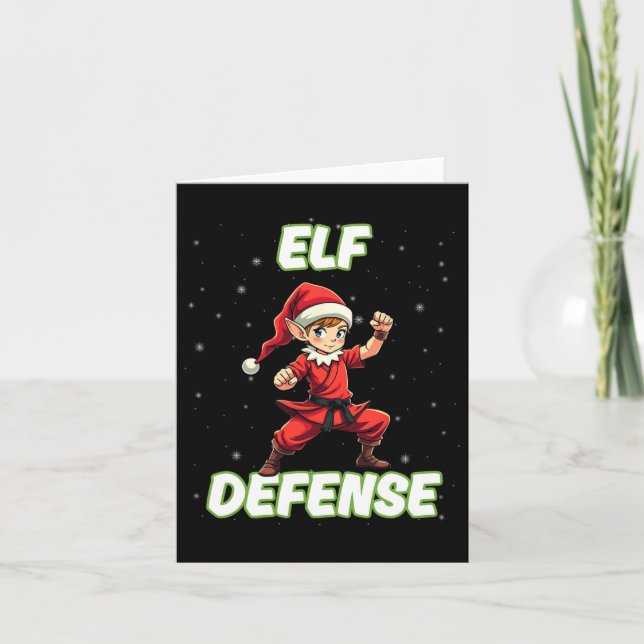 Jul Elf Defense Funny Martial Arts Karate Ki Kort (Framsida)
