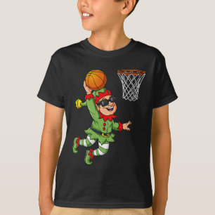 Jul Elf Dunking A Basketball Roligt Boys Kids X T Shirt