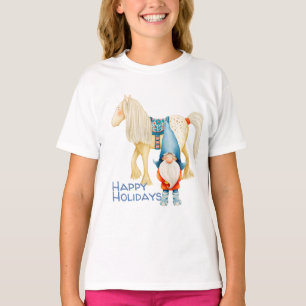 Jul Elf eller Gnome och Pony T Shirt