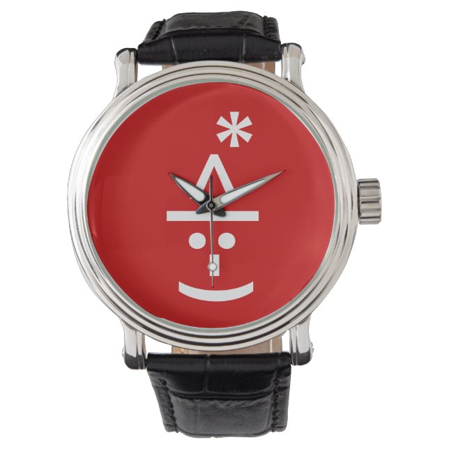 Jul Elf Emoticon Julafton ASCII Text Art Armbandsur (Framsida)