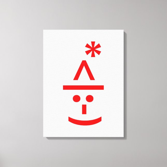 Jul Elf Emoticon Julafton ASCII Text Art Canvastryck (Framsida)