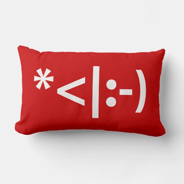 Jul Elf Emoticon Julafton ASCII Text Art Lumbarkudde (Framsida)