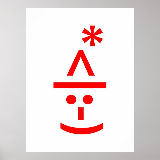 Jul Elf Emoticon Julafton ASCII Text Art Poster (Framsidan)