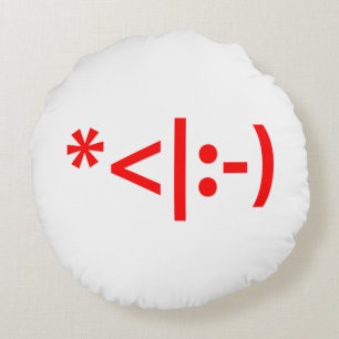 Jul Elf Emoticon Julafton ASCII Text Art Rund Kudde