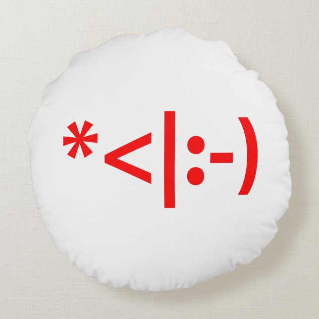 Jul Elf Emoticon Julafton ASCII Text Art Rund Kudde (Baksidan)