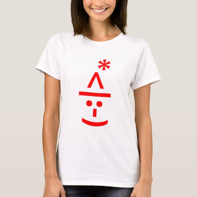 Jul Elf Emoticon Julafton ASCII Text Art T-shirt (Framsida)