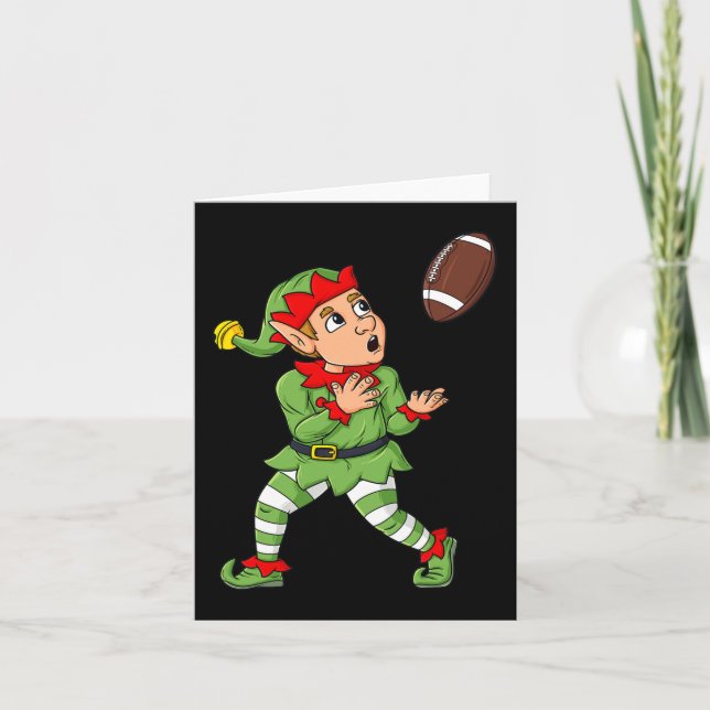 Jul Elf Football Wide Receiver Boys Kids Fam Kort (Framsida)