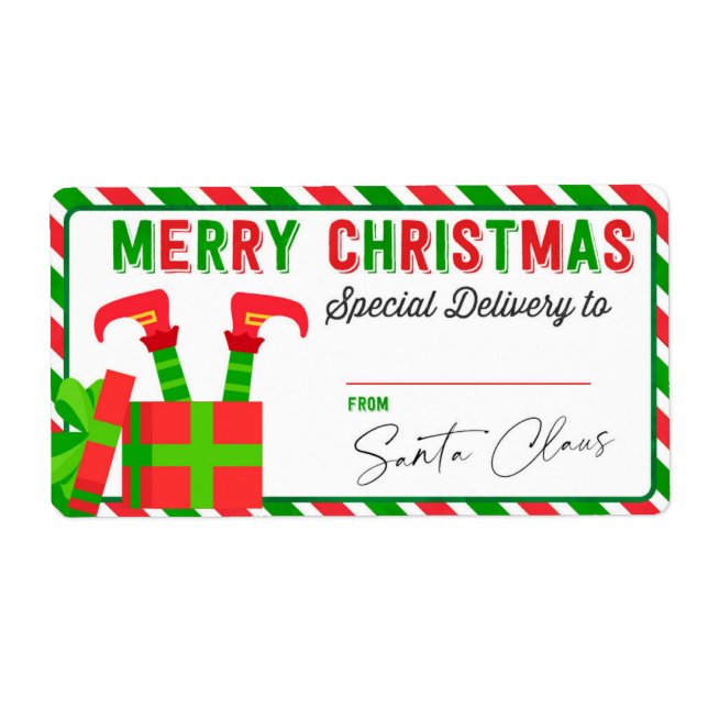 Jul Elf från Santa Gift Sticker Fraktsedel (Framsidan)