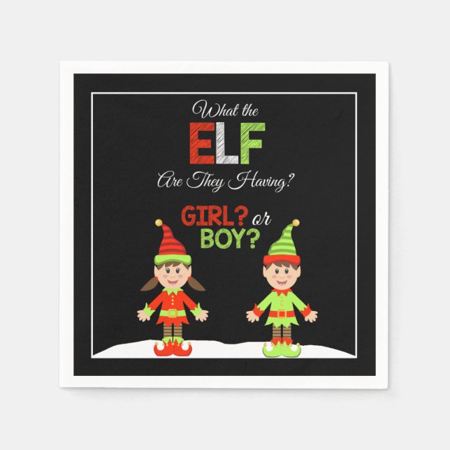 Jul Elf Gender Reveal Napkins Pappersservett (Framsidan)