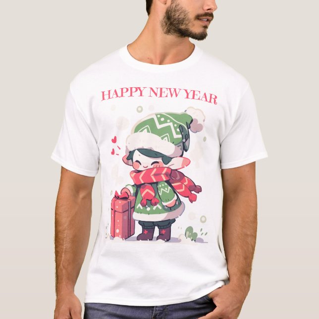 Jul Elf Gott nytt år T Shirt (Framsida)