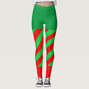 Jul Elf-Grönten Röda diagonala Randar Leggings