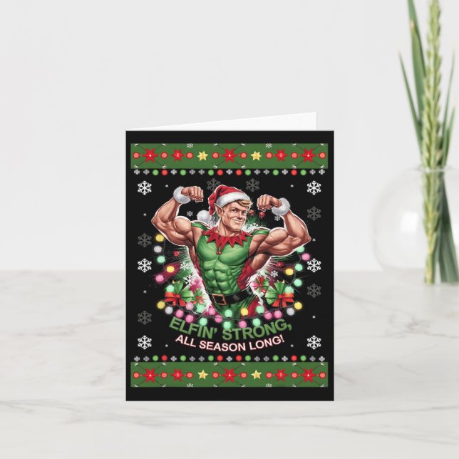 Jul Elf Gym Workout Elfin' Strong All Season Kort (Framsida)