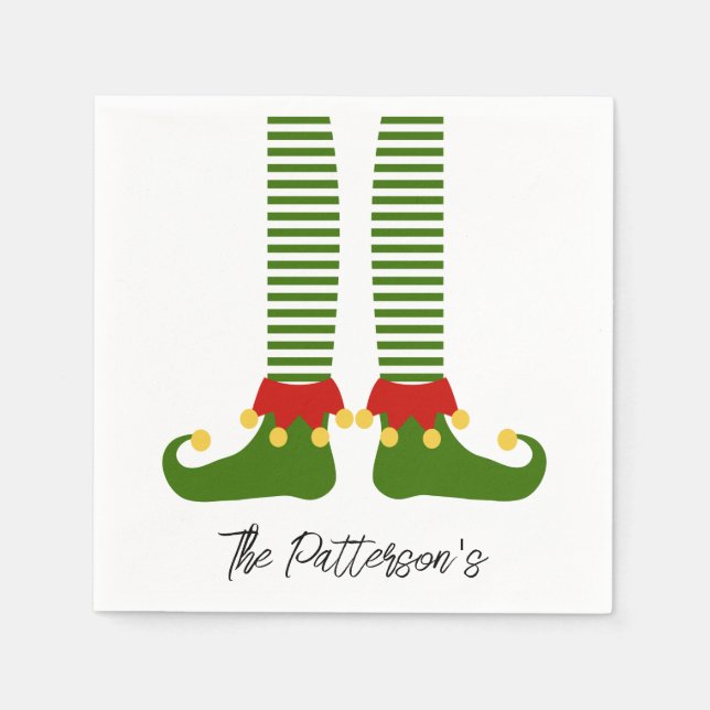 Jul Elf Helgdag Cheer Namn Festive Roligt Pappersservett (Framsidan)