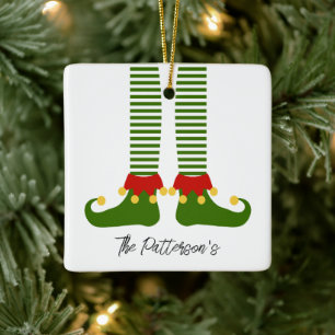 Jul Elf Helgdag Family NAMN Festive Roligt Julgransprydnad Keramik