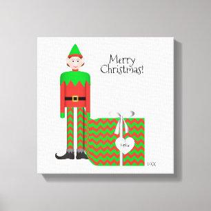 Jul Elf-Kanvastrycket - Chevron Gift Paket Canvastryck