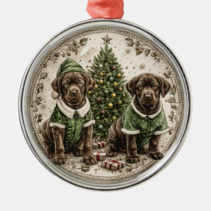 Jul Elf Labrador Retriever Puppy Julgransprydnad Metall