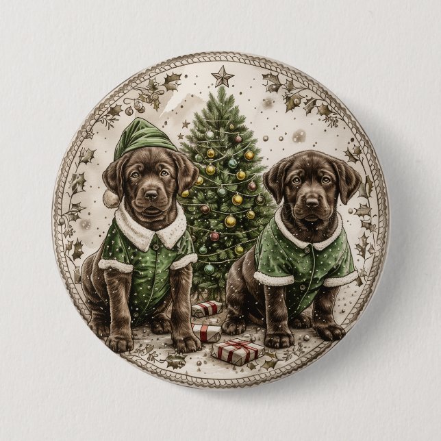 Jul Elf Labrador Retriever Puppy Knapp (Framsida)