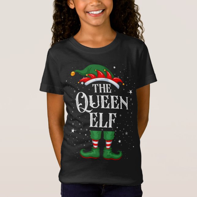 Jul Elf Matching Familj Funny Queen Elf T Shirt (Framsida)