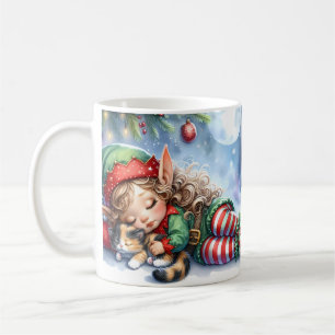 Jul Elf med Calico Kitten Kaffemugg