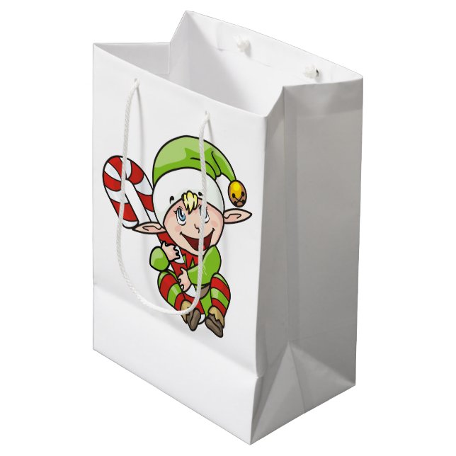 Jul Elf med Candy cane Barns (Framsidan Vinklad)