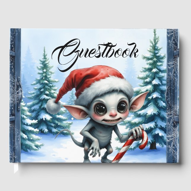 Jul Elf med Candy cane. Gästböcker (Framsida)