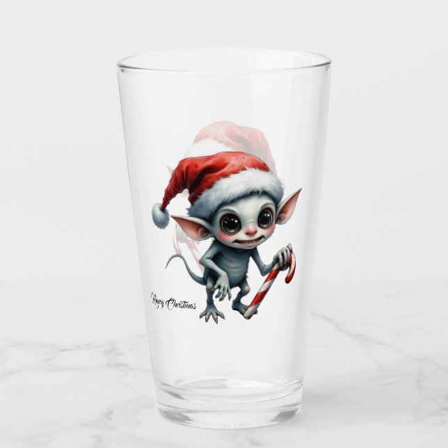 Jul Elf med Candy cane. Glaskopp (Framsida)