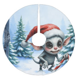 Jul Elf med Candy cane. Julgransmatta Borstad Polyester