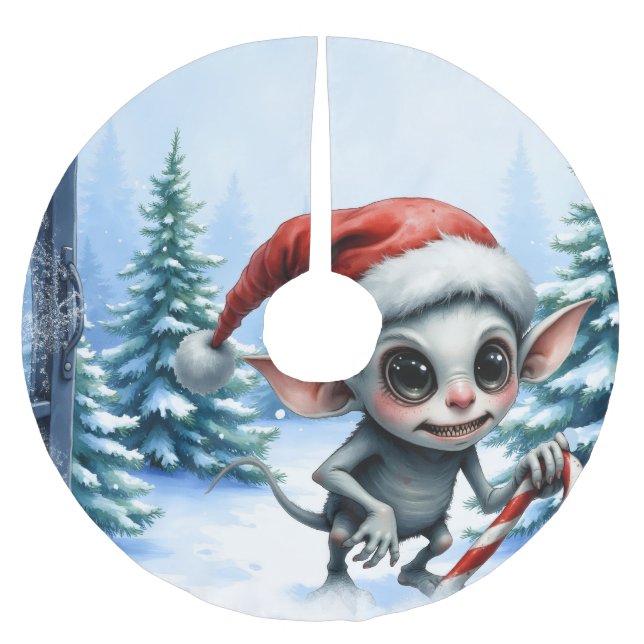 Jul Elf med Candy cane. Julgransmatta Borstad Polyester (Framsidan)