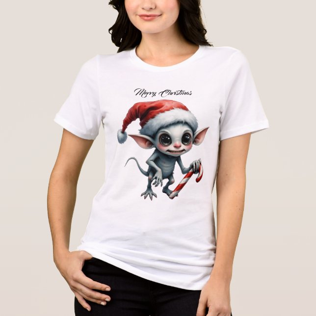 Jul Elf med Candy cane. T Shirt (Framsida)