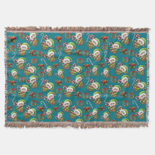 Jul Elf med holly, krans och pepparmynning Filt