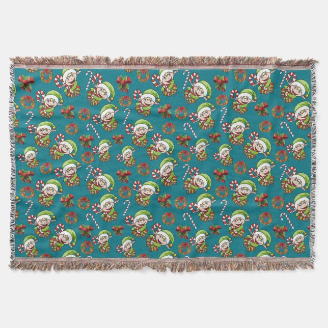 Jul Elf med holly, krans och pepparmynning Filt (Framsidan)