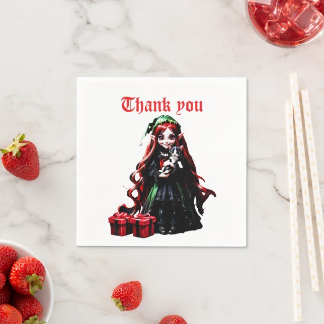 Jul Elf med Kitten. Pappersservett (Insitu)