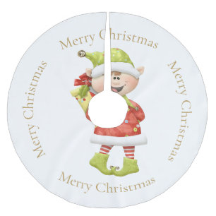 Jul Elf med nuvarande läge Julgransmatta Borstad Polyester