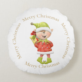 Jul Elf med nuvarande läge Rund Kudde