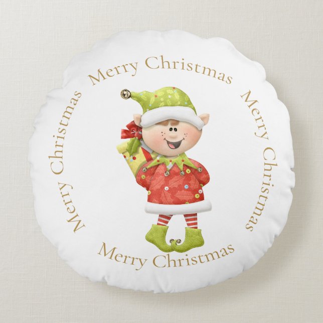 Jul Elf med nuvarande läge Rund Kudde (Framsidan)