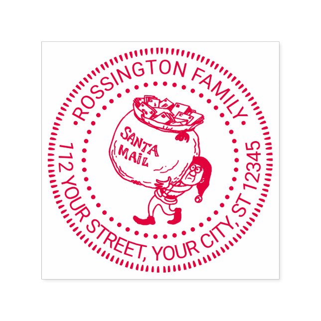 Jul Elf med Santa Mail Namn Adress Självfärgande Stämpel (Design)