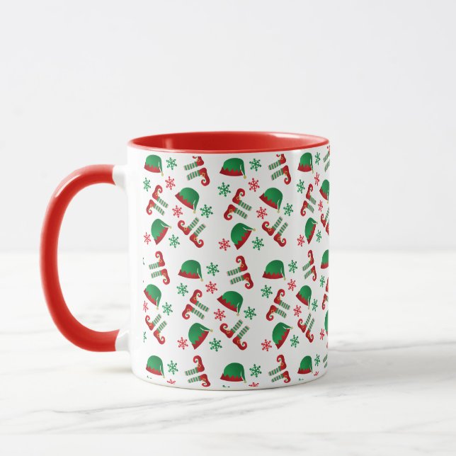 Jul Elf Mönster Snöflingor Red Mugg (Vänster)