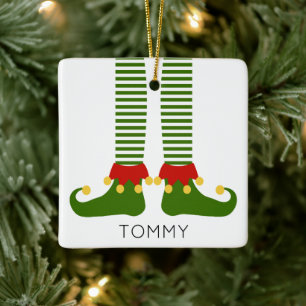 Jul Elf NAMN Festive Helgdag Roligt Julgransprydnad Keramik