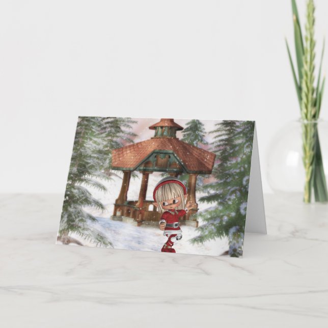 Jul Elf på North Pole Greeting Card Helgkort (Framsida)