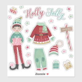Jul Elf Papper Doll Sticker Lakan Klistermärken