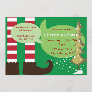 Jul Elf Party Inbjudningar