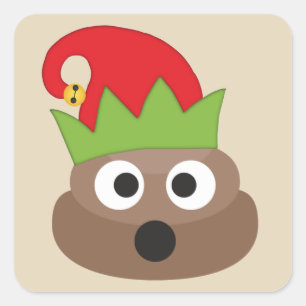 Jul Elf Poop Emoji Stickers Fyrkantigt Klistermärke