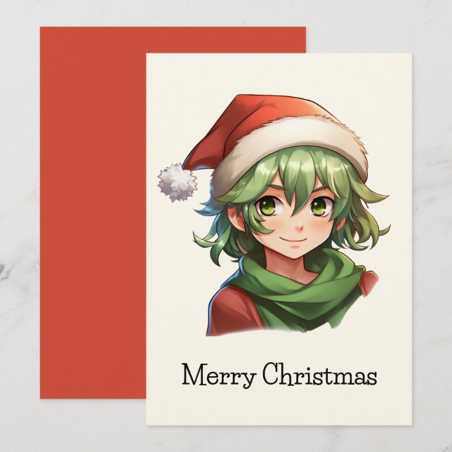 Jul Elf Porträtt Julkort (Fram/baksida)