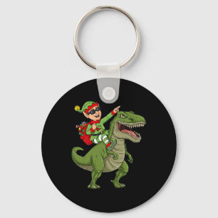 Jul Elf Riding Dinosaur T Rex Boys Kids Roligt Nyckelring