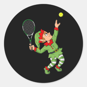 Jul Elf Tennis Roligt Boys Girls Kids Tonåringar X Runt Klistermärke