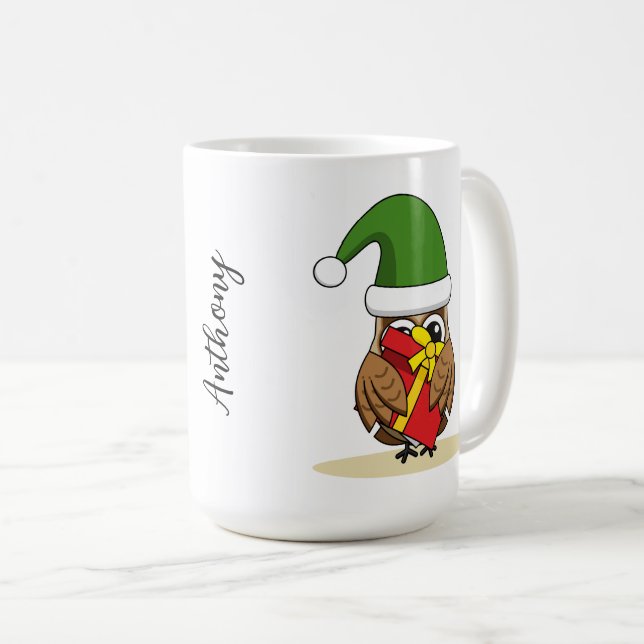 Jul Elf Uggla med nuvarande läge Kaffemugg (Framsida höger)