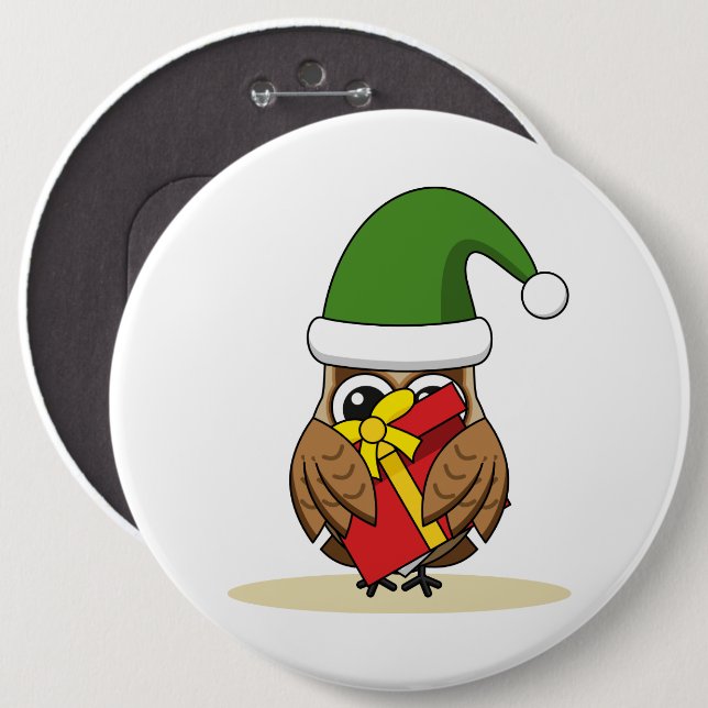 Jul Elf Uggla med nuvarande läge Knapp (Framsida & baksida)
