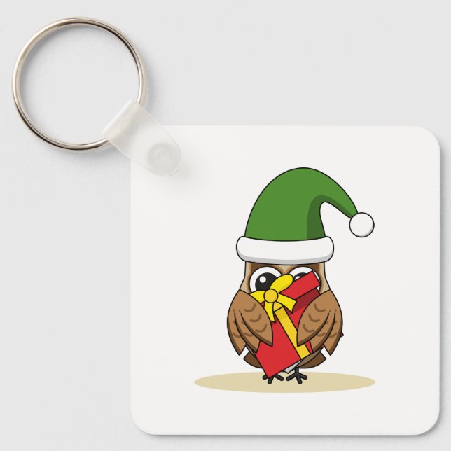 Jul Elf Uggla med nuvarande läge Nyckelring (Framsida)