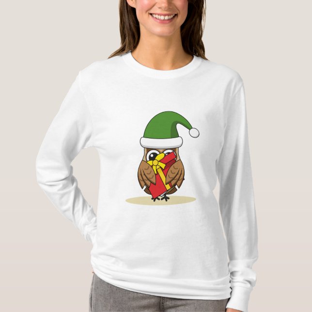 Jul Elf Uggla med nuvarande läge T Shirt (Framsida)