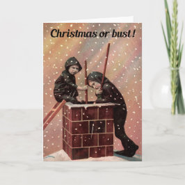 Jul eller Bust, pojken Skorsten Sweep Antique Phot Helgkort